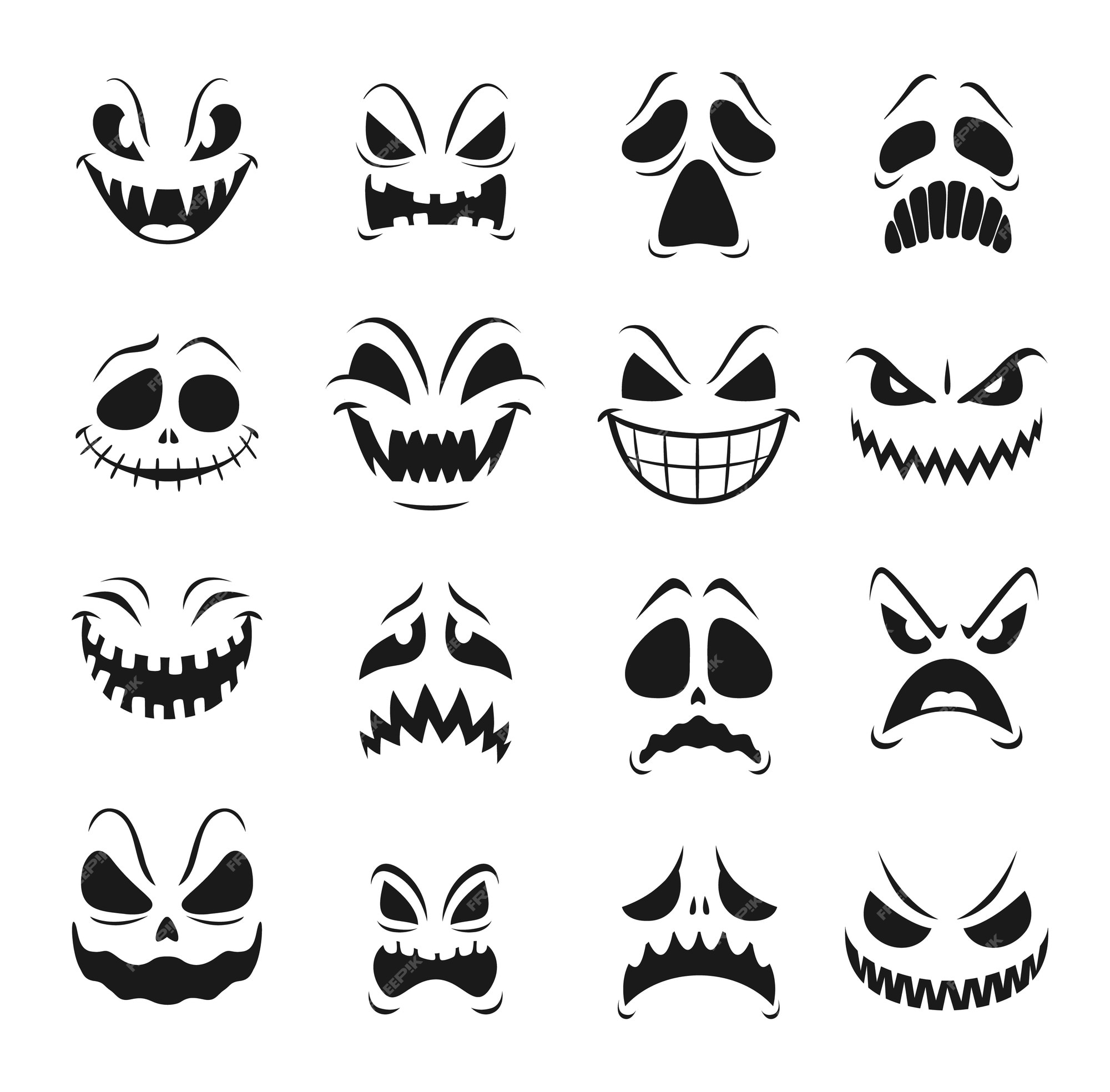 Vector Isolated Halloween Element Scary Halloween Smile, Evil Face, Scary  Face, Ghost PNG Transparent Image and Clipart for Free Download