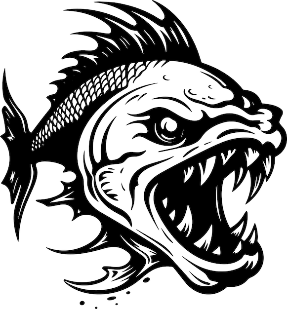 Monster Fish Logo Vector
