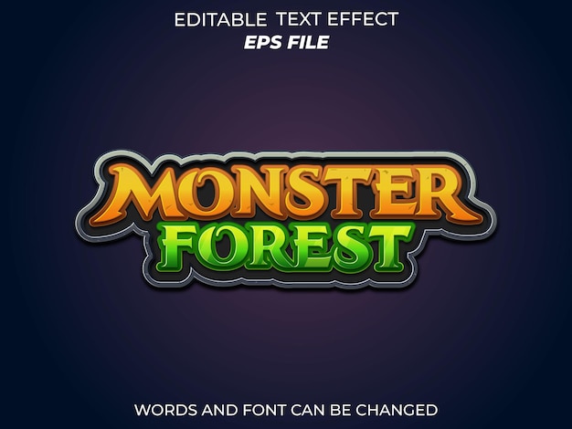 Monstro forest text effect font tipografia modificabile testo 3d per giochi