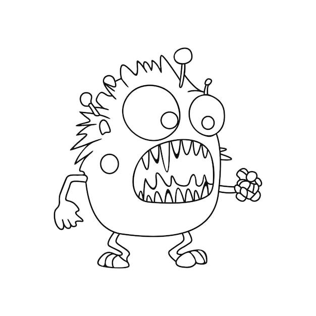 Monster funny character hand draw cartoon style