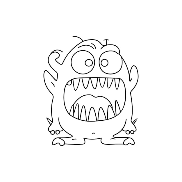 Monster funny character hand draw cartoon style