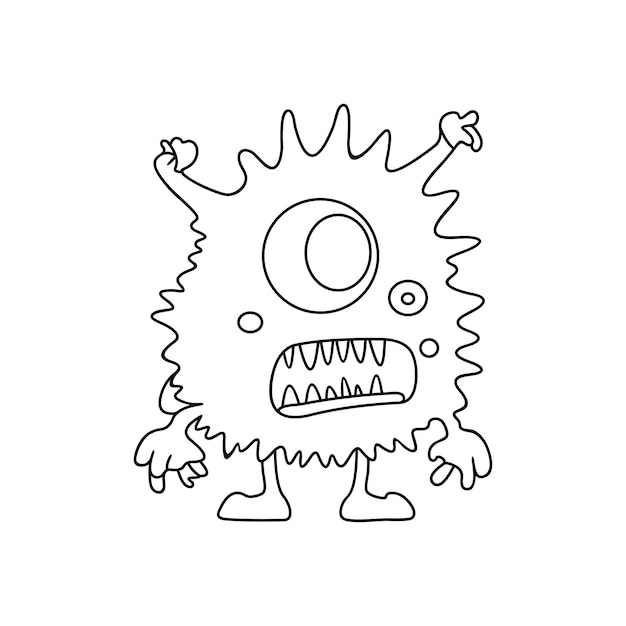 Monster funny character hand draw cartoon style