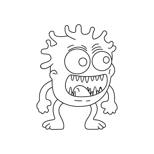 Monster funny character hand draw cartoon style