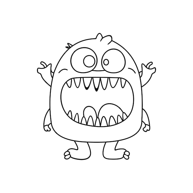 Monster funny character hand draw cartoon style