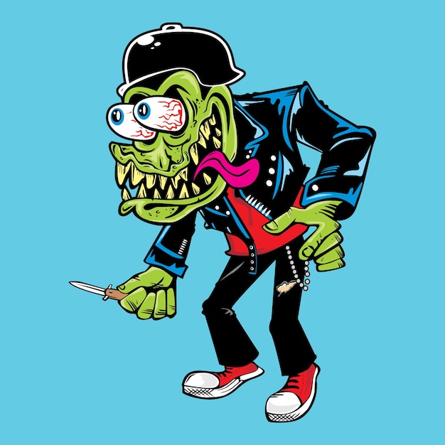 Vector monster greaser hotrod biker