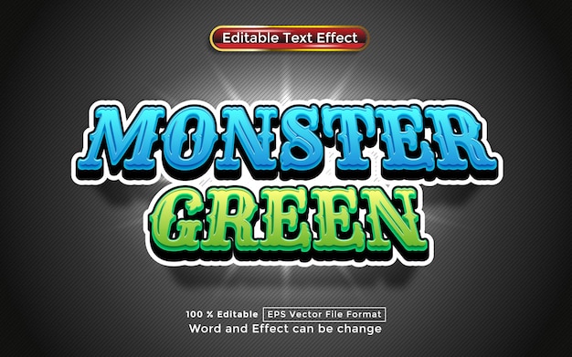 Monster green text editable vector text effect