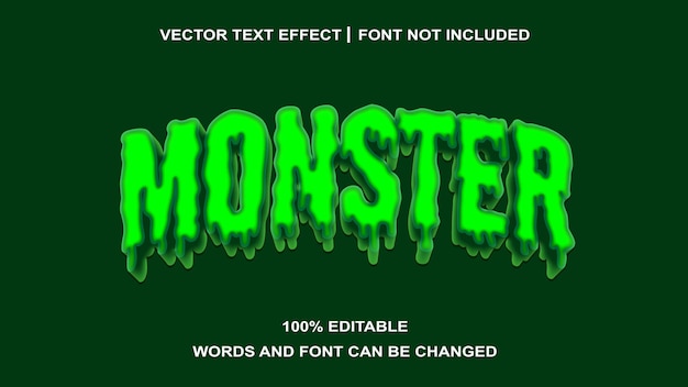 Vector monster green text style editable text effect