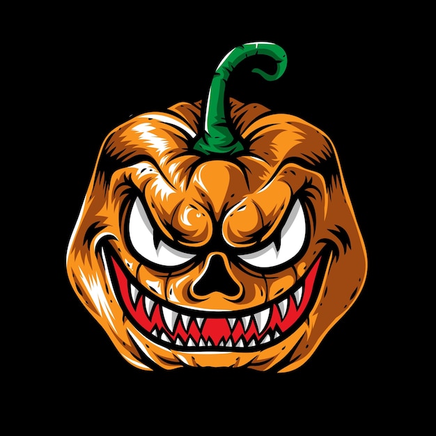 Monster halloween pumpkin head