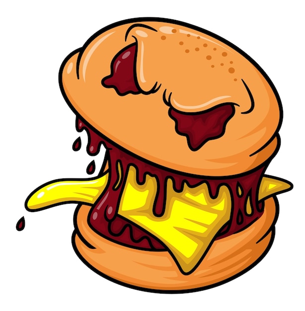 Monster hamburger stripfiguur mascotte