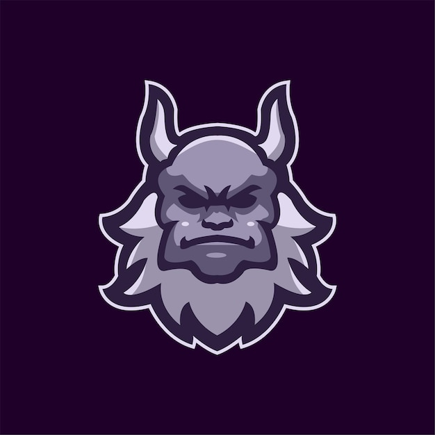 Monster head cartoon logo template illustration. esport logo gaming premium vector