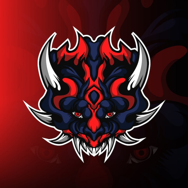 Monster head gaming mascot logo vector