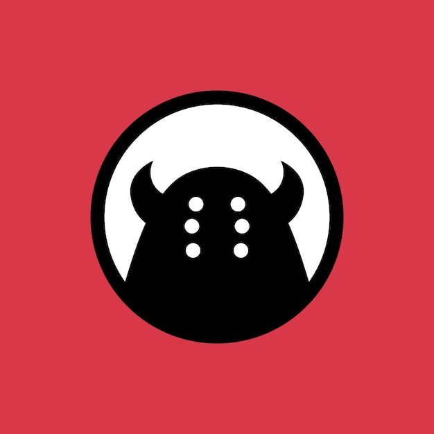 Monster hoofd in ronde embleem logo vector pictogram illustratie