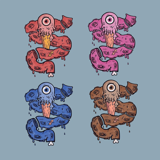 Vector monster ice color variations