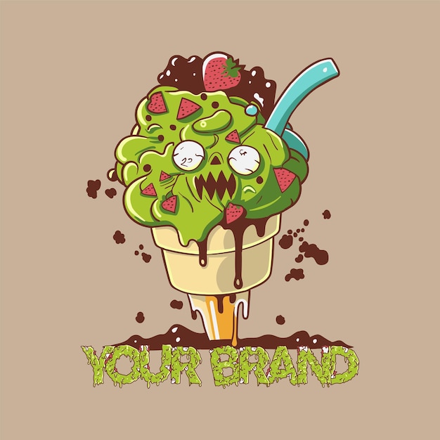 Monster ice cream illustration vector tshirt design