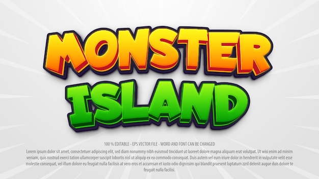 Vector monster island 3d editable text effect