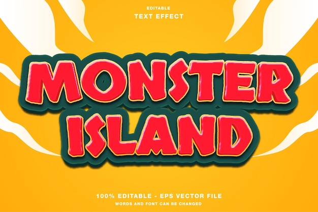 Monster Island Cartoon 3D Editable Text Effect