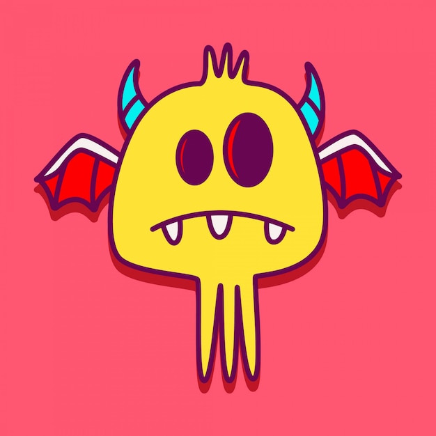 Monster karakter doodle sticker illustratie