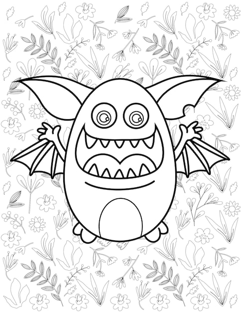 Monster Kleurplaat, Monster Vector, Monster Wit en Zwart, Monster Kleurplaten voor Kinderen