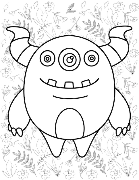 Monster Kleurplaat, Monster Vector, Monster Wit en Zwart, Monster Kleurplaten voor Kinderen