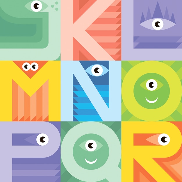 Monster lettertype jklmnopqr