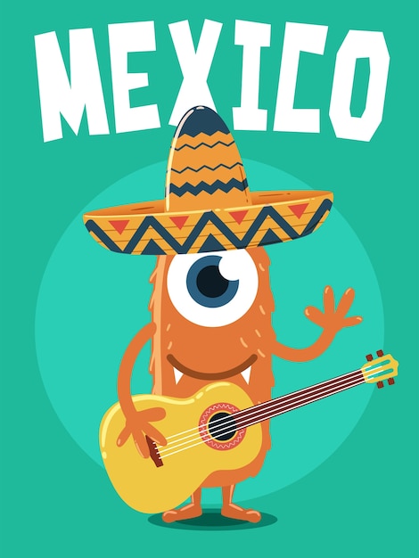 Monster met Sombrero en gitaar