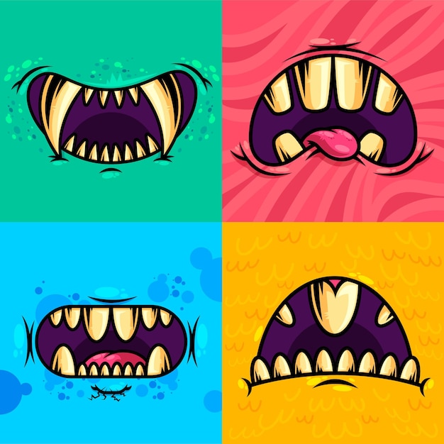 Vector monster mond set