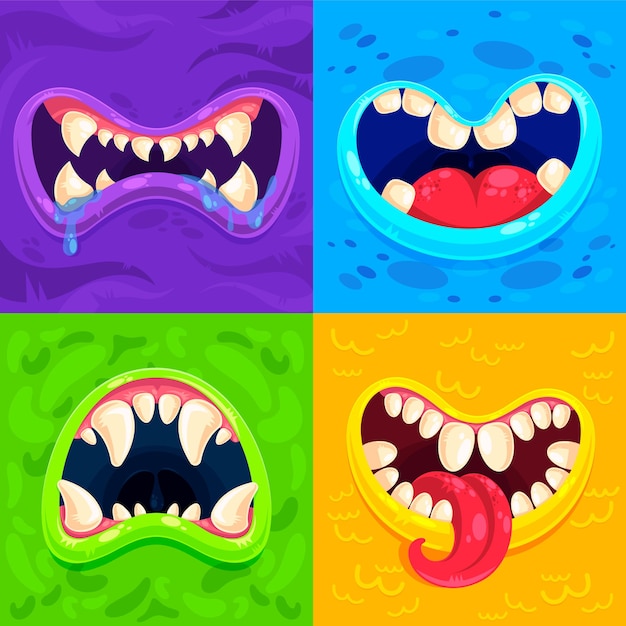 Vector monster mond set