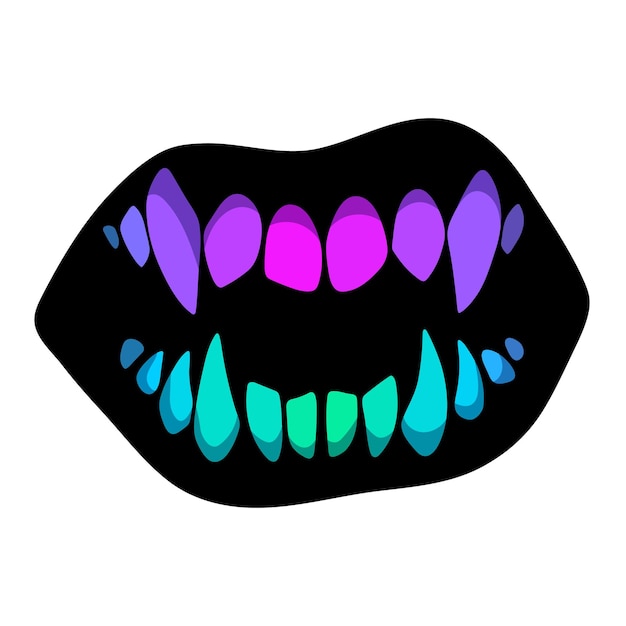 Vector monster mouth with sharp multicolored teeth