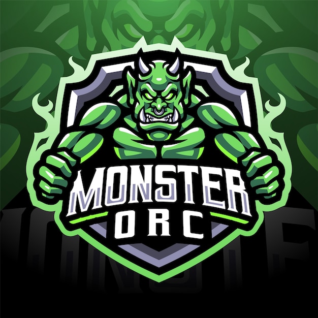 Monster orc esport mascotte logo ontwerp