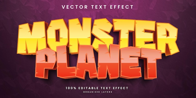 Vettore modello di effetto testo 3d modificabile del pianeta mostro