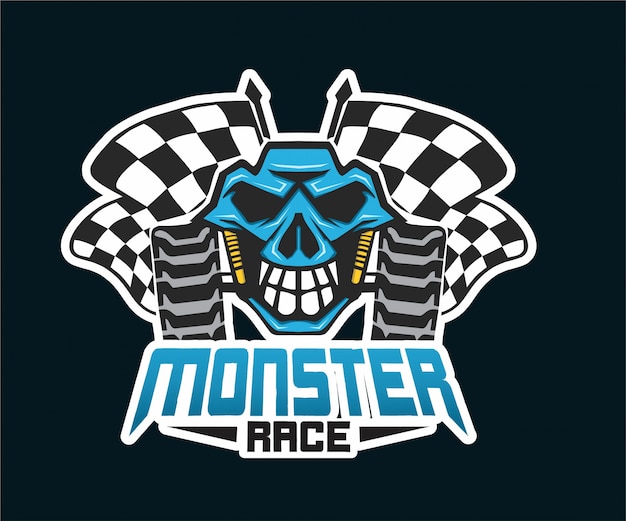 Вектор monster race logo талисман