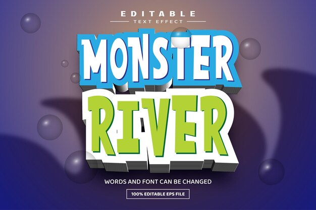 Modello di effetto di testo modificabile 3d di monster river