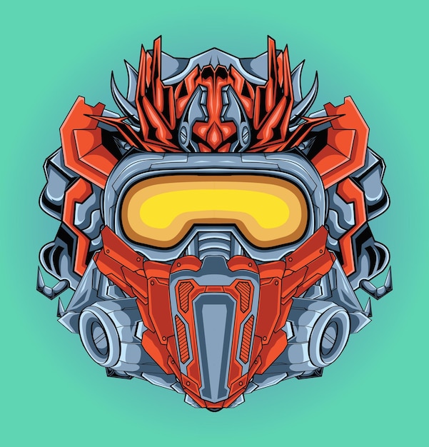 Monster Robotic Head Illustration Design