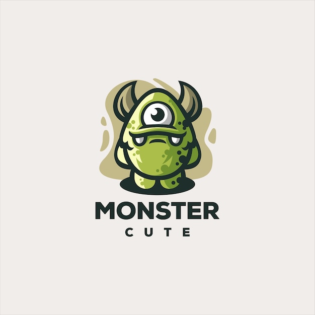 Monster schattig gaming logo ontwerp