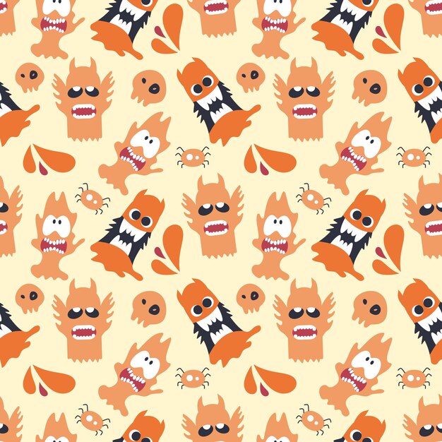 Monster seamless pattern design vector illustration