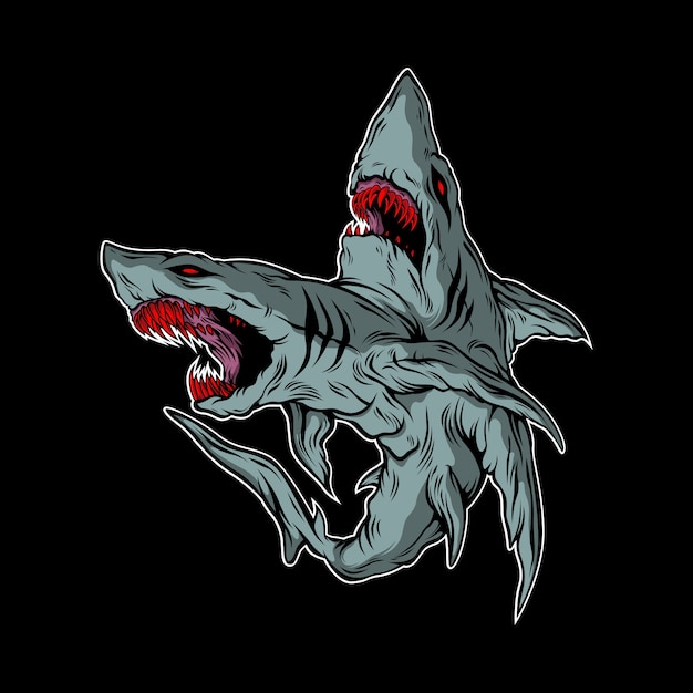 Vector monster shark illustration