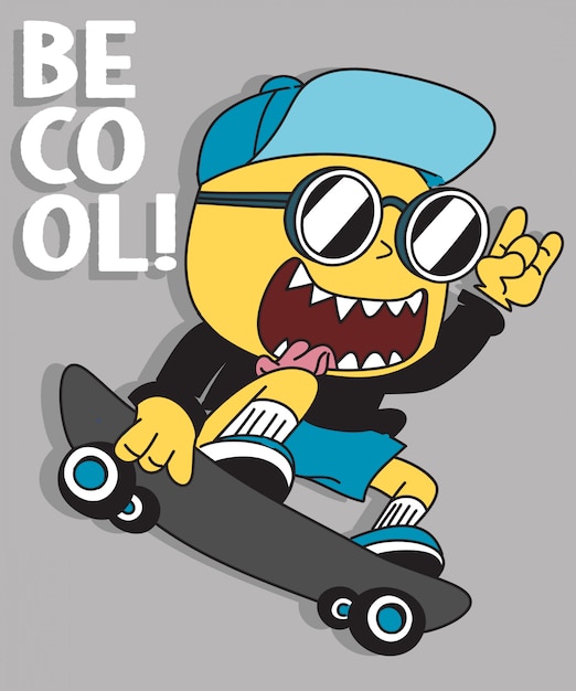 Monster skateboarding vector design