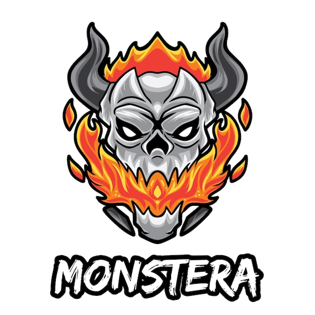 Monster skull esport logo geïsoleerd op wit