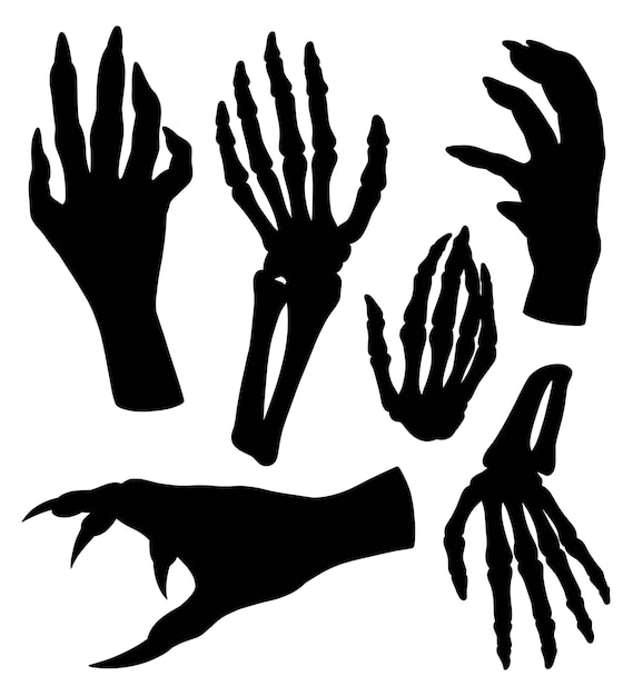 Vector monster and skull hands silhouette