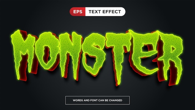 Monster text effect editable horror and scary font style