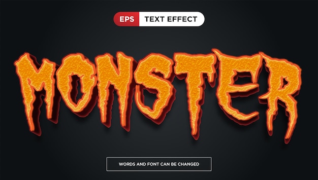 Monster text effect editable horror and scary font style