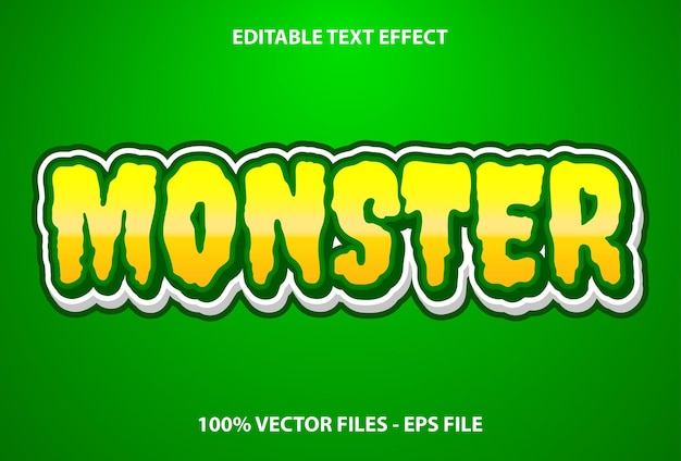 Monster text effect with green gradient background Editable text effects for templates