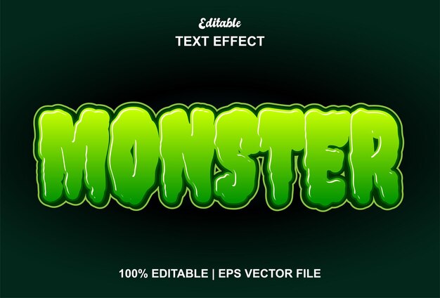 Vector monster text effect with green graphic style and editable