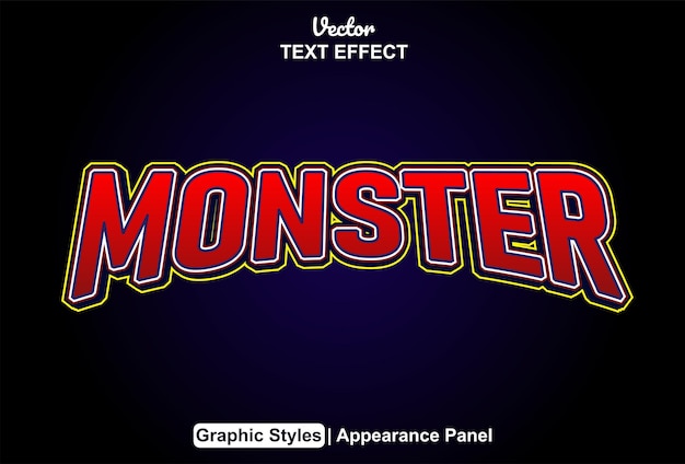 Monster text effect with red graphic style and editable