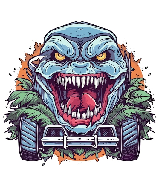 Monster track illustration on white background