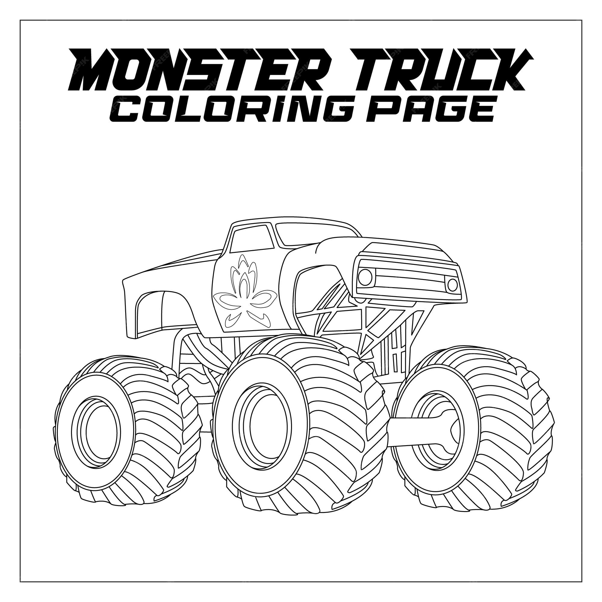 Premium Vector  Monster truck coloring page for kids