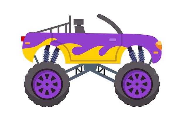 Monster truck vehicle flat illustration