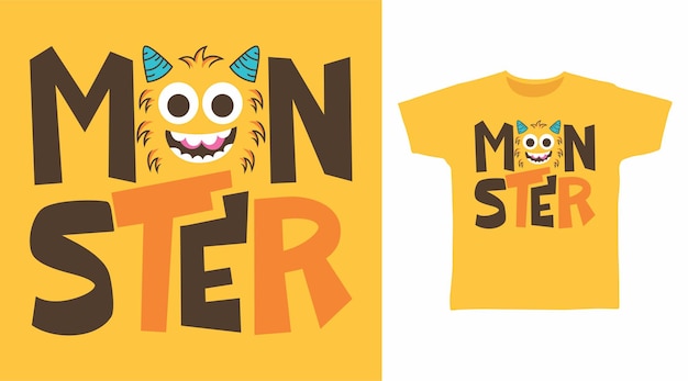 Monster typography for tee design