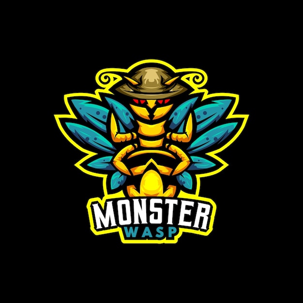 Logo mascotte monster wasp