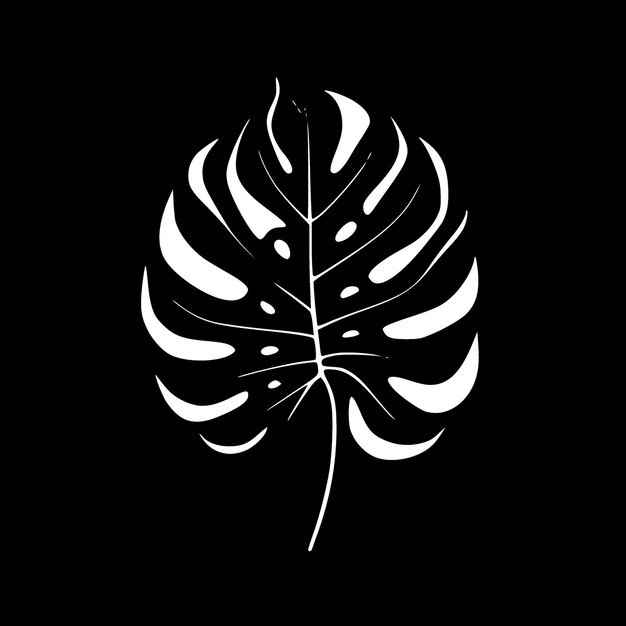 Vector monstera black and white isolated icon vector illustration